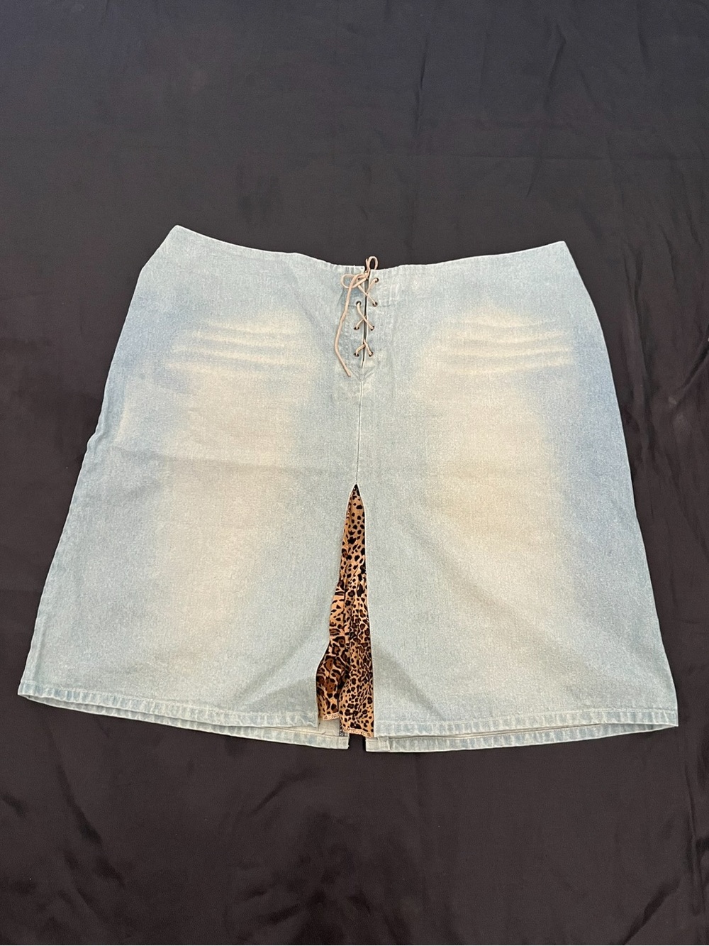 Clio Denim Skirt W/ Leopard Panel